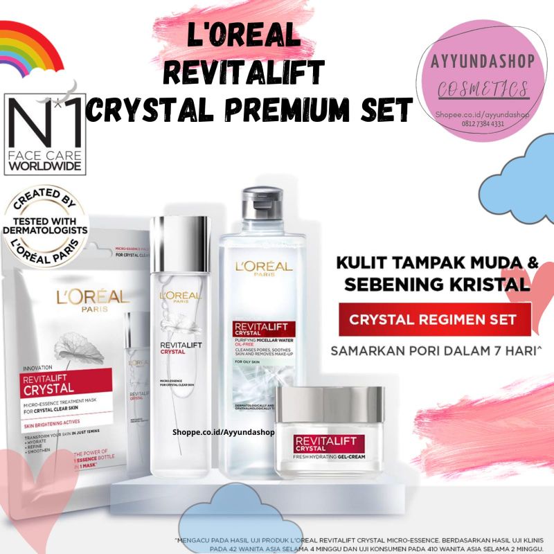 L'Oreal Paris Revitalift Crystal Full Premium Set - Serum, Moisturizer, Micellar - Skincare Loreal