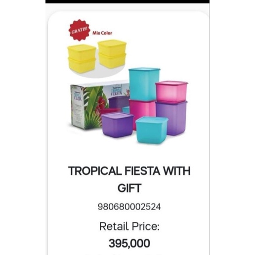Tupp Tropical Fiesta Set 6pcs Free Medium Sq Round