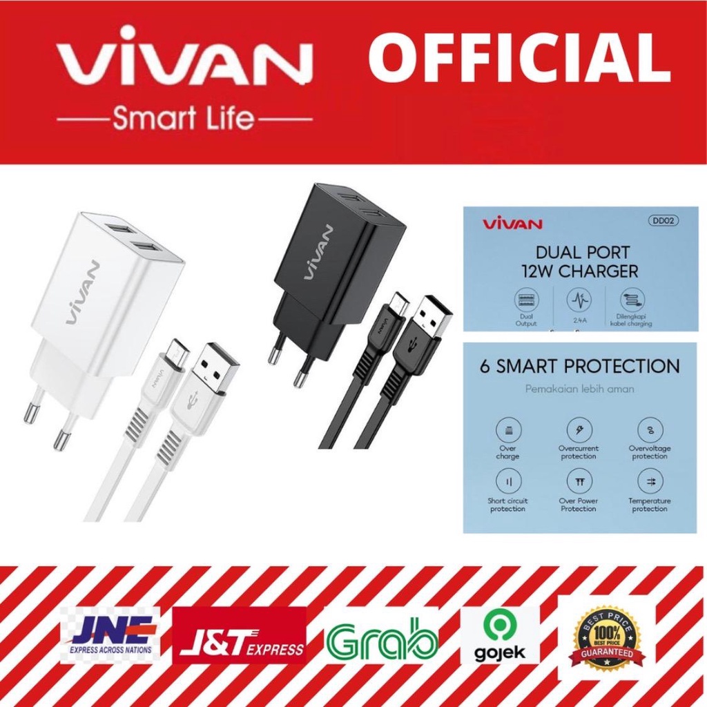 Charger Vivan DD02 Dual Usb Port 2.4A