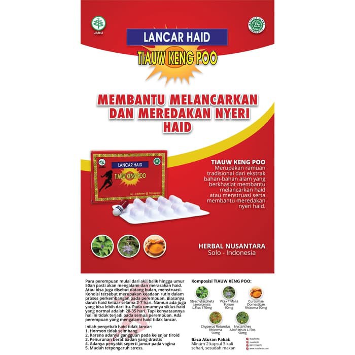 Pelancar Haid Tiauw Keng Poo Obat Herbal Lancar Haid Datang Bulan Pereda Nyeri 40 Pil Shopee Indonesia