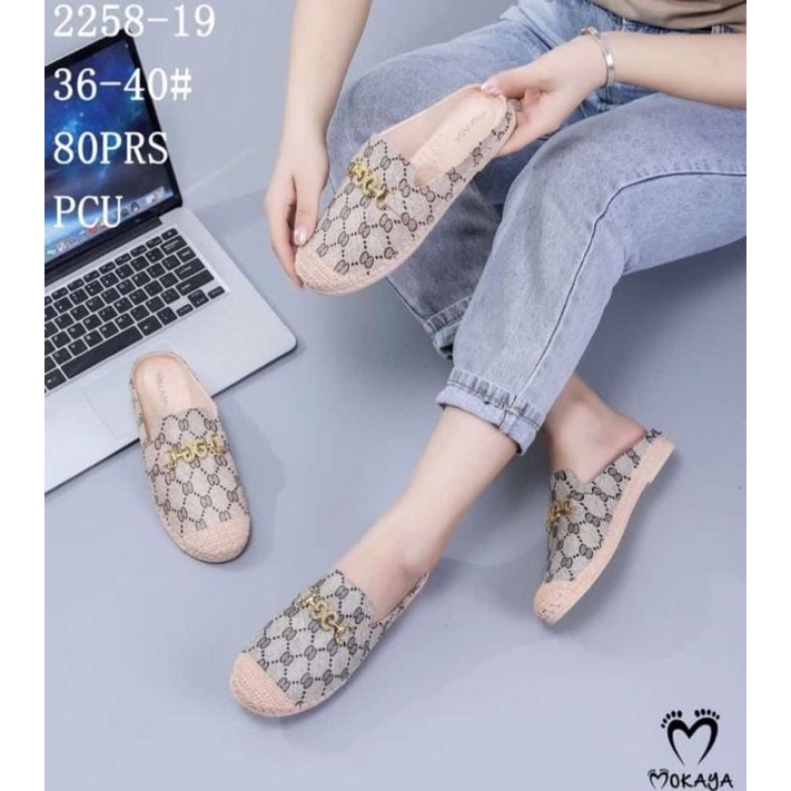 Sandal Slop Mokaya 2258-19 / Sepatu Slop Jelly Wanita Motif GC Super Cantik Mewah Elegant Import Mok
