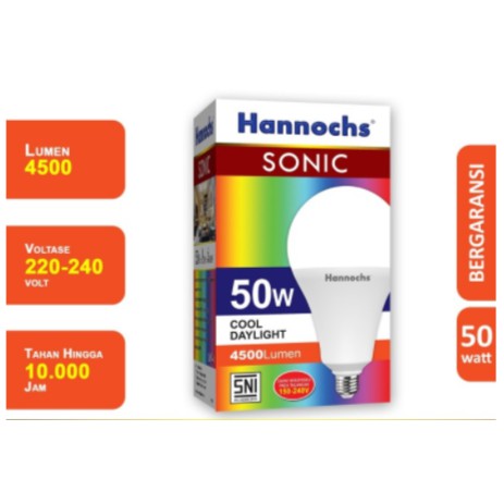 Hannochs Lampu LED / Bohlam LED SONIC 50 watt / 50W Cahaya Putih