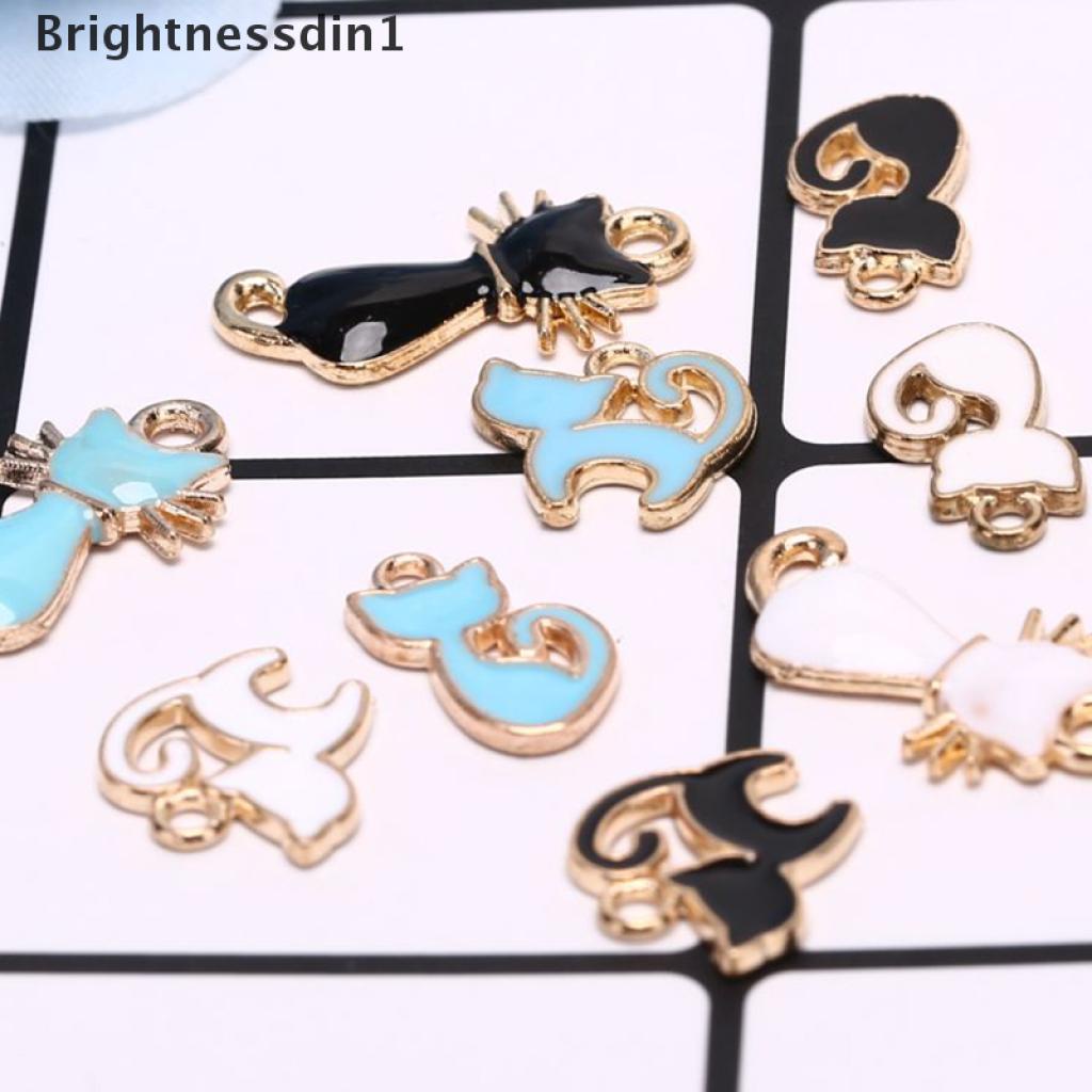 10pcs / set Liontin Enamel Bentuk Kucing Bahan Alloy Untuk Membuat Perhiasan