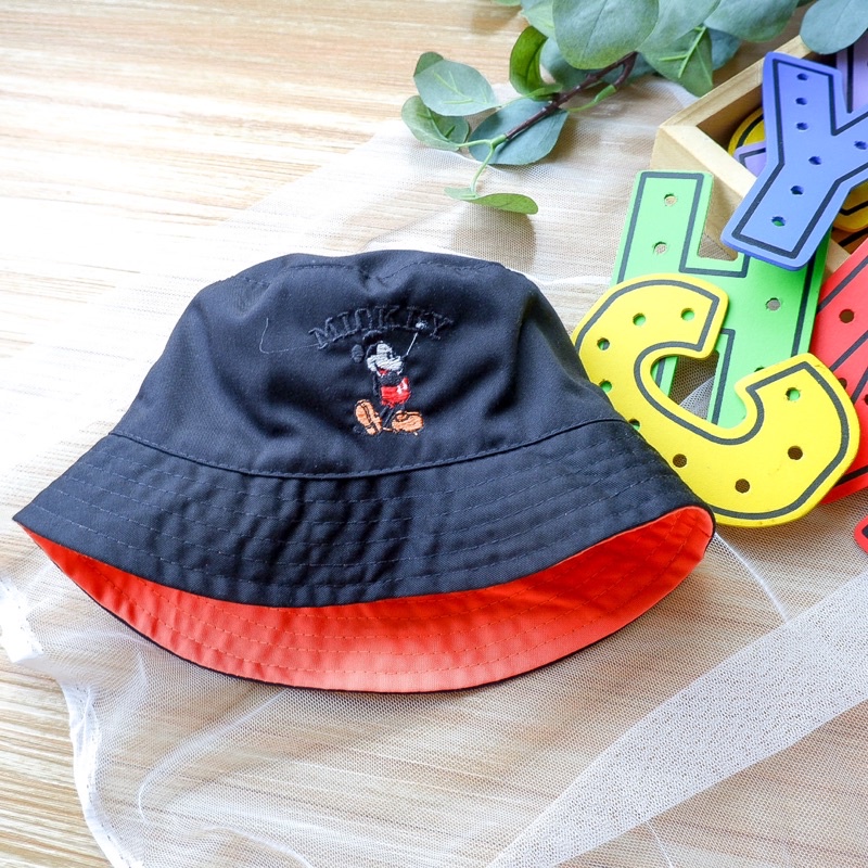 Bucket Hat Anak Polos Topi Rimba Topi Piknik Kupluk Anak Bayi Laki Laki Cowok Perempuan Kids Mickey Mouse