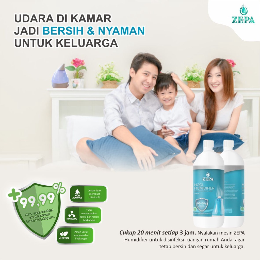 Cairan HOCl ZEPA Humidifier 500ml NON ALKOHOL / Pelembab Udara Humidifier / Humidifier Air Purifier
