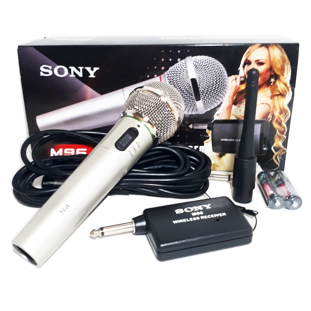 Microphone SONY M-96 Mik Karaoke/Mikrofon/Mic Single Wireless dan Kabel