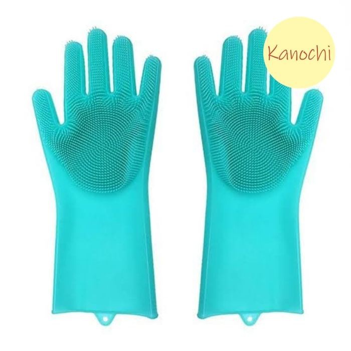 Sarung Tangan Silikon Gloves Tebel Tahan Panas Spons Cuci Piring Scrub