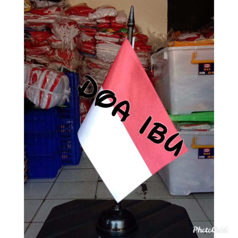 

best seller bendera indonesia bahan satin+tiang kayu meja