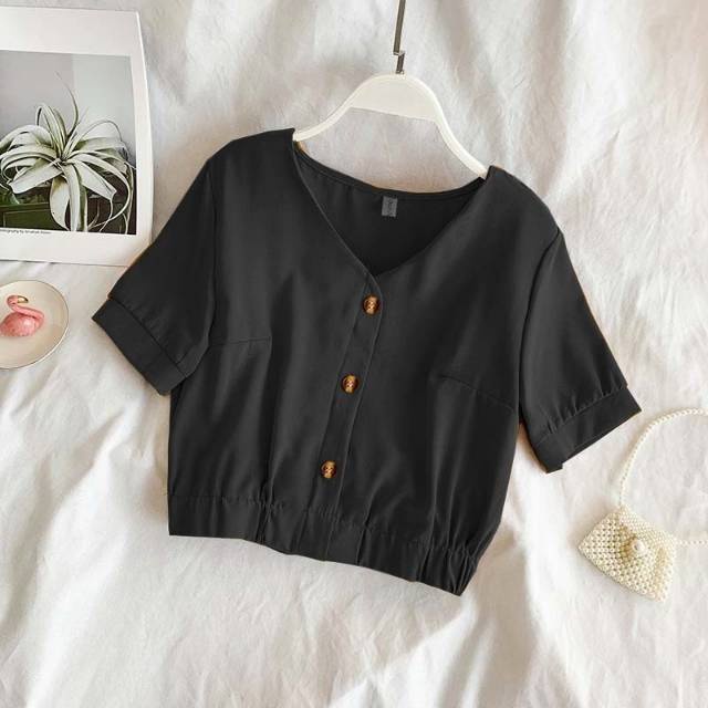 Tq88indonesia Baju Blouse Lengan Pendek /  Blouse Crop Zoya / Baju Atasan Wanita Terbaru / Blus / Ootd / Outfit