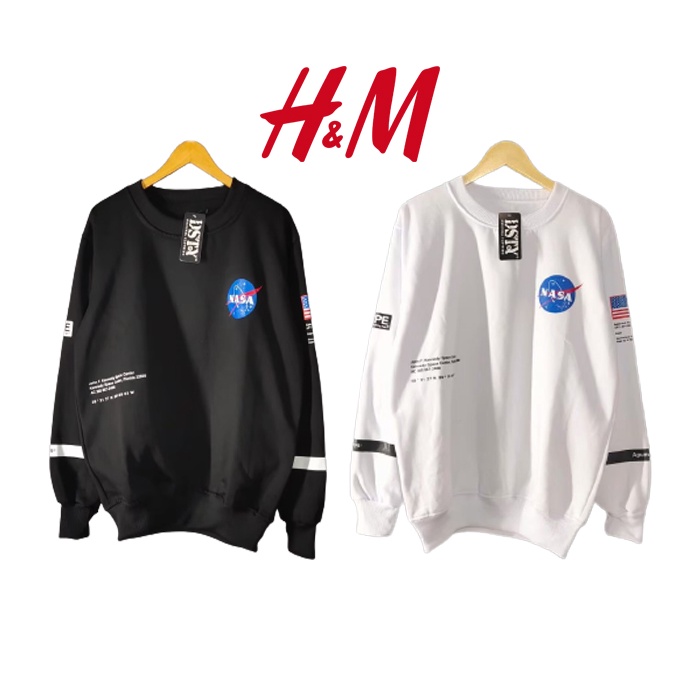 Sweater Crewneck NASA H&amp;M Premium Quality Fleece Tebal / Jaket NASA H&amp;M Terlaris