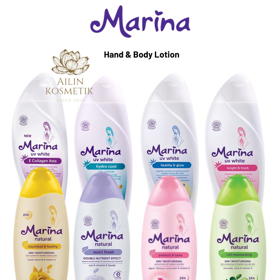 MARINA Hand & Body Lotion UV White & Natural 92ml 100ml 185ml 200ml 460ml by AILIN