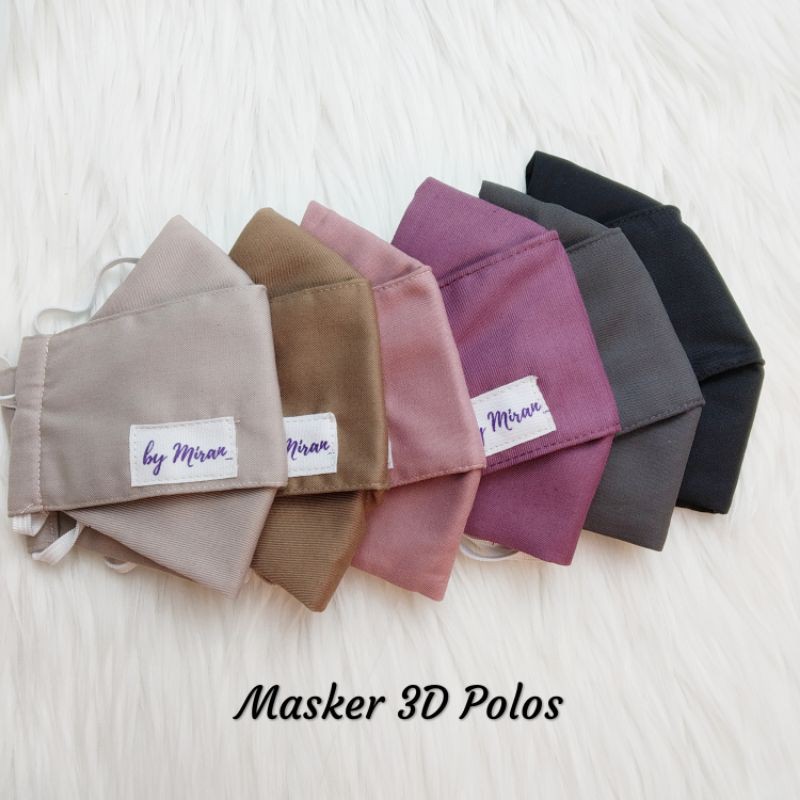 masker kain 3D polos/masker 3dimensi headloop