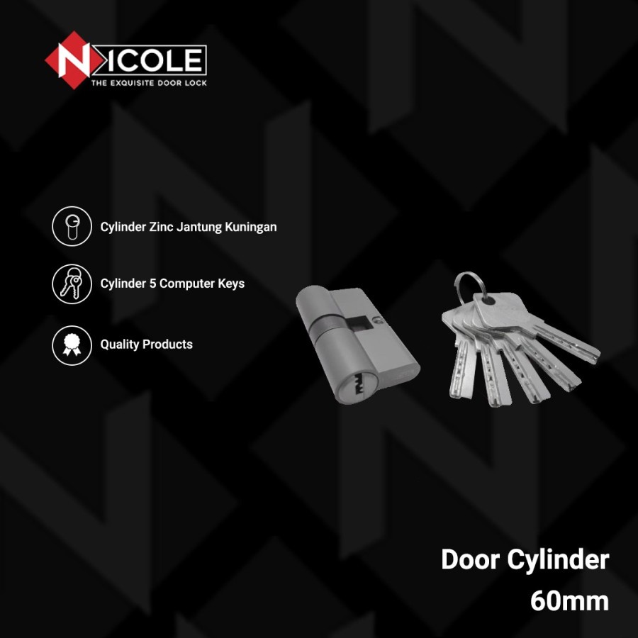 Silinder Kunci 60mm Kunci Computer 5pcs / Door Cylinder 60mm Nicole