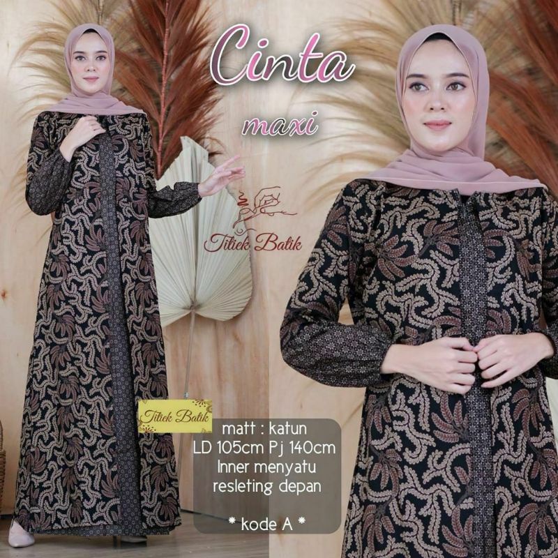 TERBARU Gamis Wanita Batik Cardi Bahan Katun JUMBO