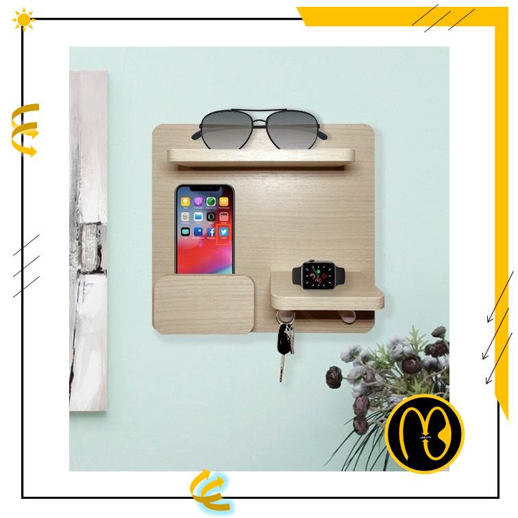 Rak Gantungan Dinding Tempat Hp Gantungan Kunci Akseoris Dekoratif Minimalis Dengan 2 Hook M946