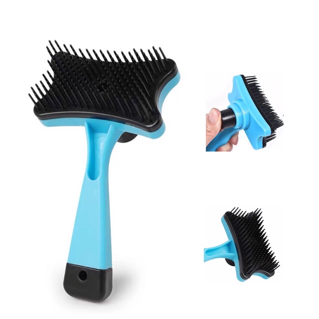 INDOMINI R752 Sisir Grooming Brush Anjing Kucing Kelinci Self Quick Cleaning Tombol