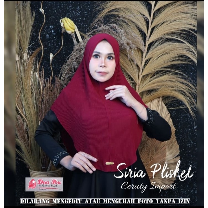 Jilbab Hijab kerudung ori Doa Ibu Doi Siria Plisket Ceruty