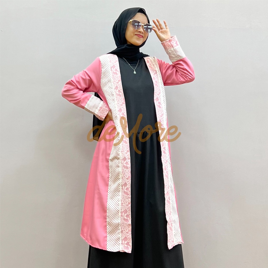 LONG OUTER HIJAB  CARDIGAN WANITA REVITA 2IN1 BUSANA WANITA MUSLIMAH DEMORE