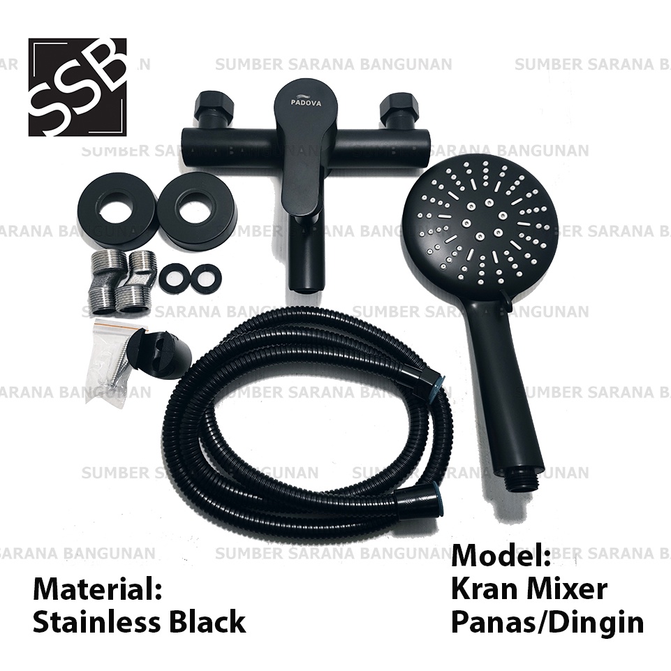 Kran Panas Dingin Stainless Hitam / Keran Mixer Shower Set 9009