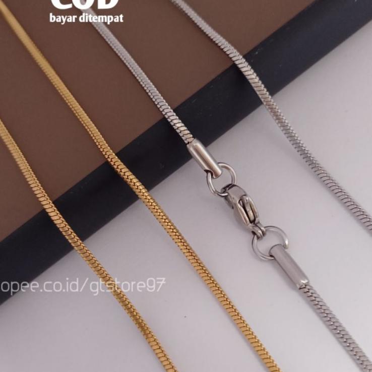 Serba Serbu Kalung Pria Wanita Kalong Titanium Kotak Anti Karat Emas Kuning Silver Perak Gold Emas T