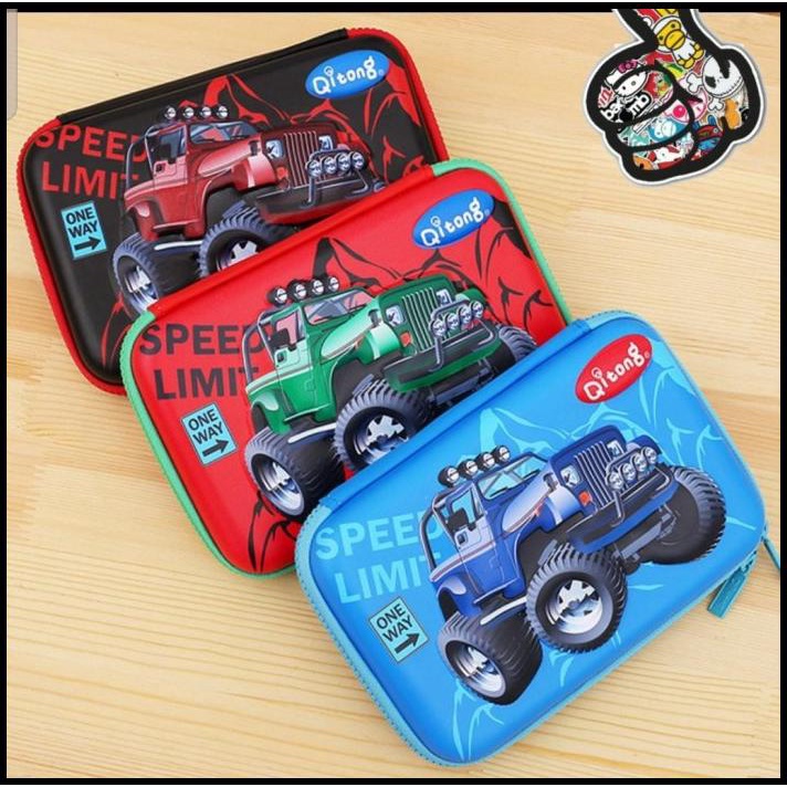 

Tempat Pensil Kotak Pensil Qitong 3D Eva Hardcase Motif Monster Truk