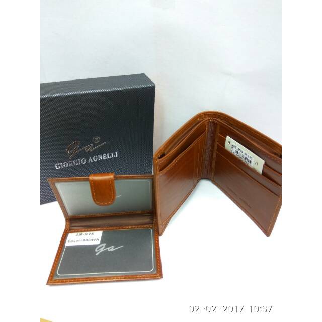 Dompet kulit asli original pria giorgio agnelli motif urat serat kayu