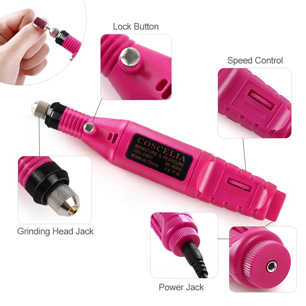 Electric Nail Drill Grinding Manicure Machine Mesin Kikir Amplas Kuku Listrik Nail Art Pen Pedicure