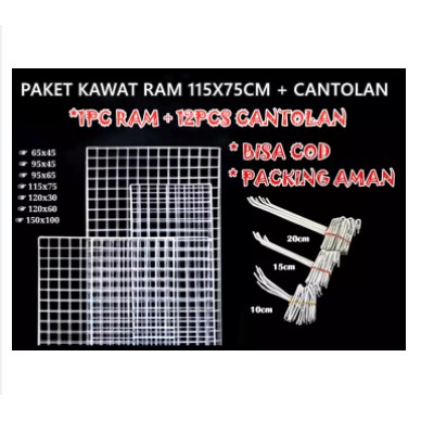 Kawat Ram 115x75 Cm 3mm -Rak Display Aksesoris HP - Rak Gantung putih