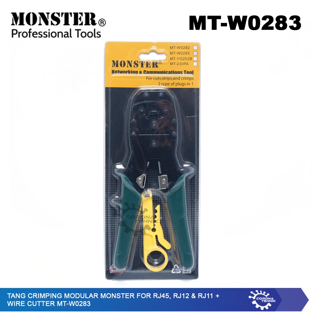 Monster  - Tang Crimping Modular For RJ45, RJ12 &amp; RJ11 + Cutter MT-W0283