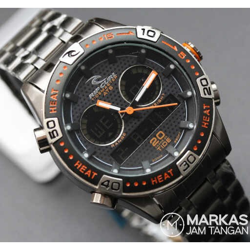 Promo Jam Tangan Pria Ripcurl Orbit Double Time Black Stainless Steel Limited