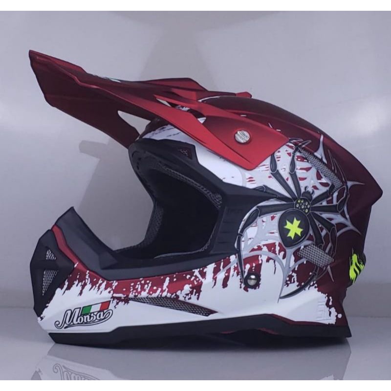 HELM CROSS MONSA MOTIF TERBARU MODEL HELM TRAIL MONSA ORIGINAL SNI