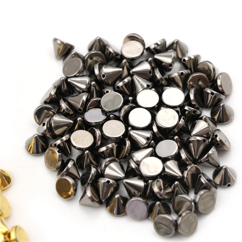 100 Pcs Stud Rivet Spike Bentuk Bulat Ukuran 10mm Untuk Kerajinan Kulit