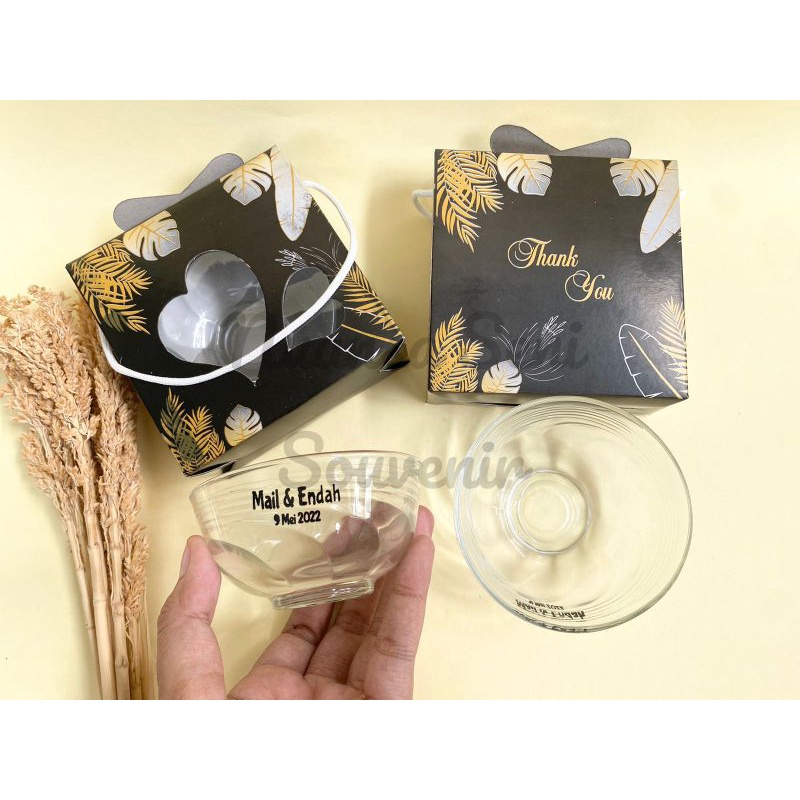 Mangkok Sambal Kaca Mangkuk Beling Kecil Mangkok Sablon Souvenir Pernikahan