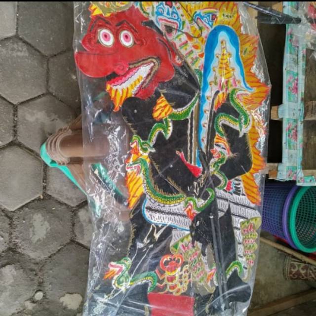 KERAJINAN WAYANG KULIT BUTO JAJAL LANAT JUMBO 50×40 cm DALANG DEWASA