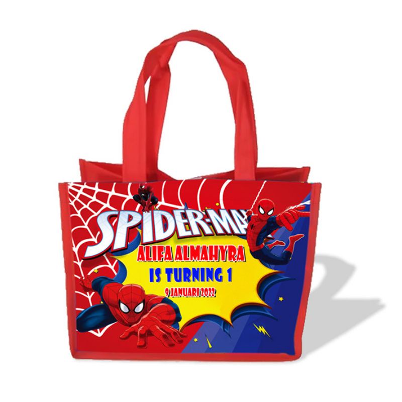 

Tas Goodie Bag Spiderman Souvenir Custom Nama Ultah Anak Tasyakuran Aqiqah
