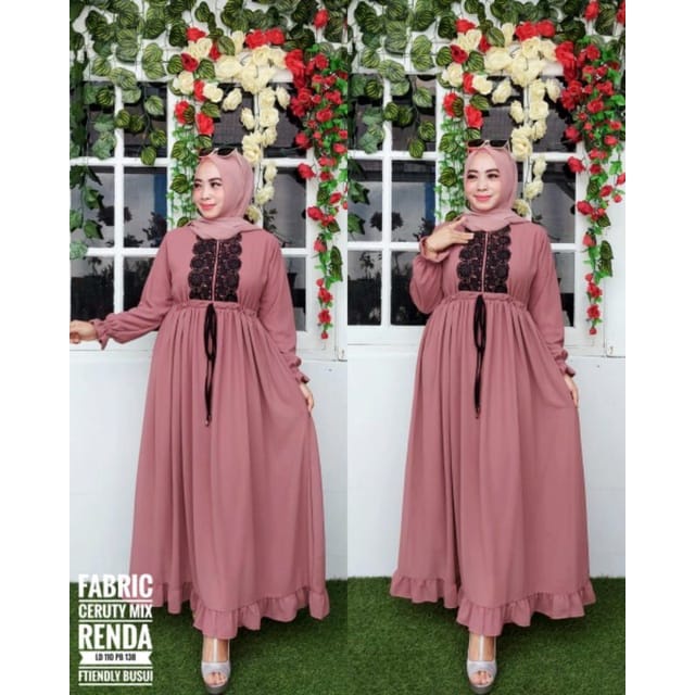 serena maxi ceruty bebydoll / gamis syarii  ceruty renda impor /gamis ceruty terbaru