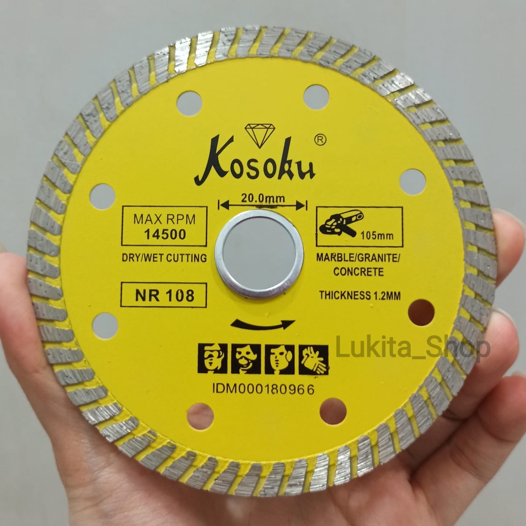 KOSOKU TURBO 4&quot; Kuning NR 108 Thin Mata Potong Pisau Granite Keramik 105 mm