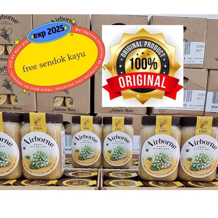 

✮ AIRBONE 500GRAM IMPORT NEW ZEALAND CLOVER HONEY+Sendok Kayu ➦