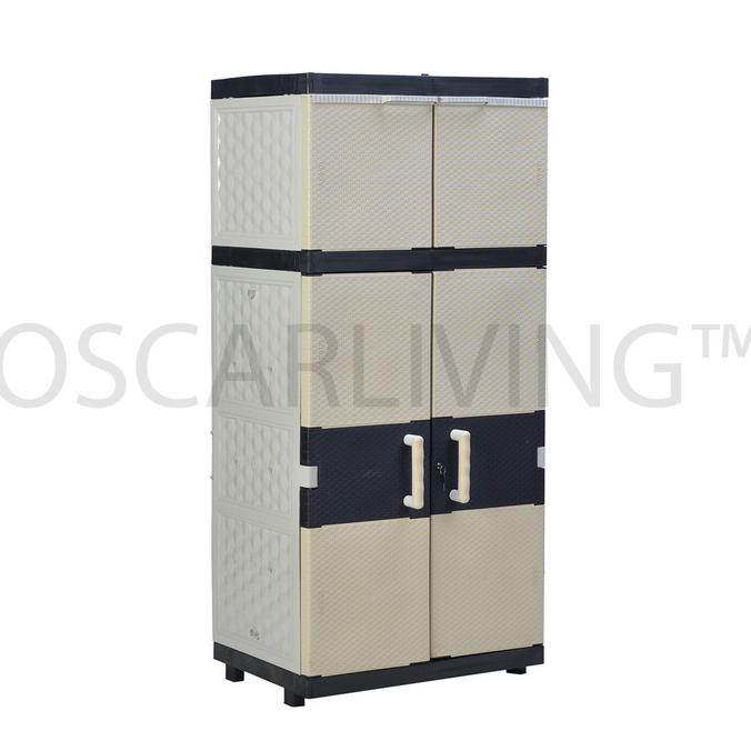 Produk Unggulan] Lemari Plastik Lemari Baju Akako Gantung Lb-14 Rotan Cream