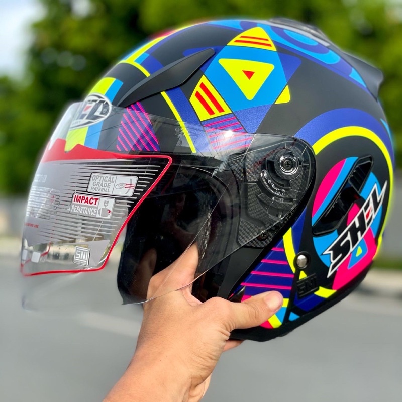 Helm Half Face Double Visor Shell Rover Sni