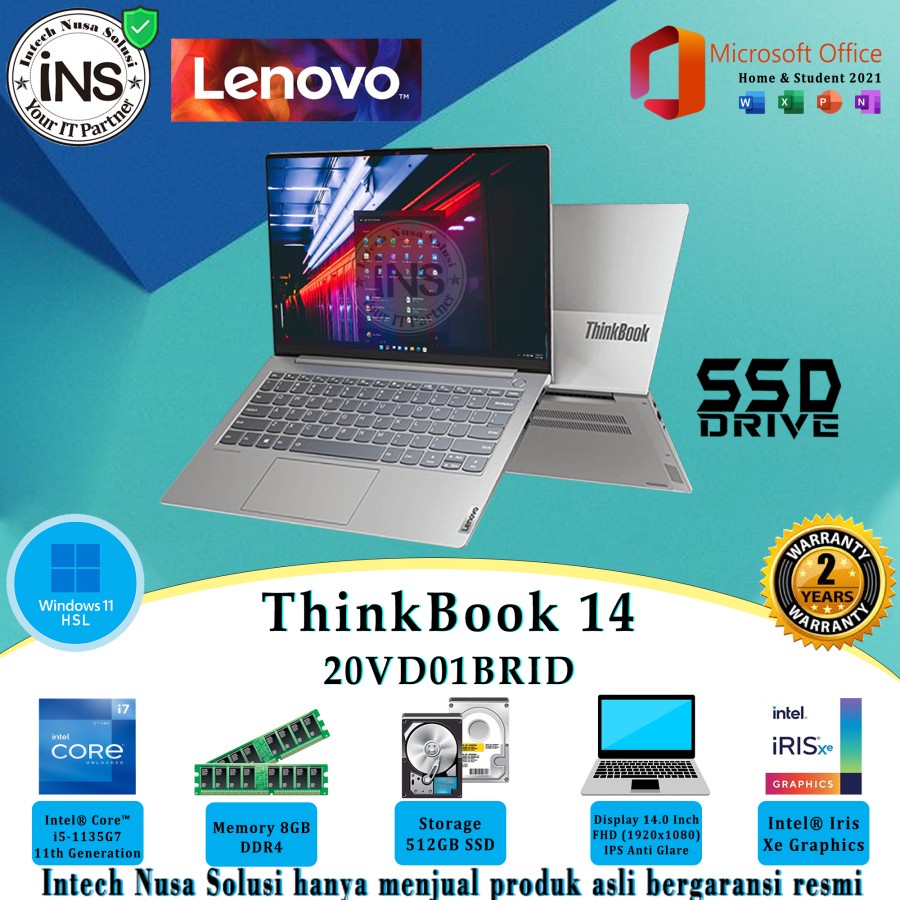 Lenovo Thinkbook 14 G2ITL-BRID i5-1135G7 8GB 512GB SSD WIN11HSL OHS 21 2YR