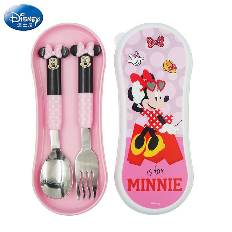 Disney Spoon Fork Set with Case / Sendok Garpu dengan Kotak Kemasan