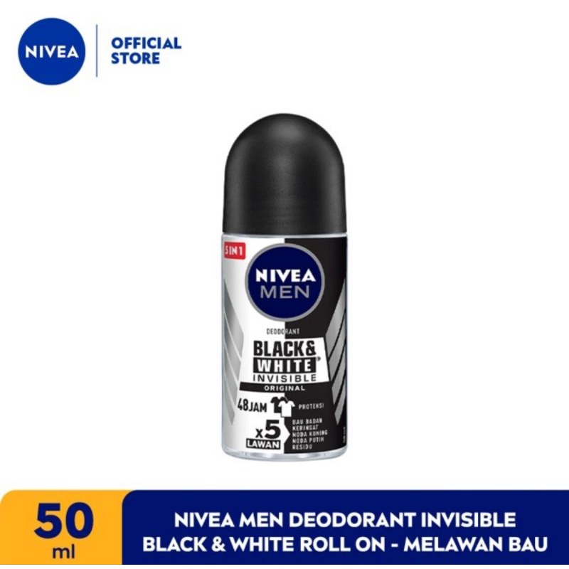 NIVEA MEN Deodorant Invisible Black &amp; White Roll On 50ml