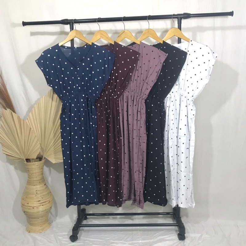 DRESS MANOHARA PANJANG WANITA MOTIF POLKADOT