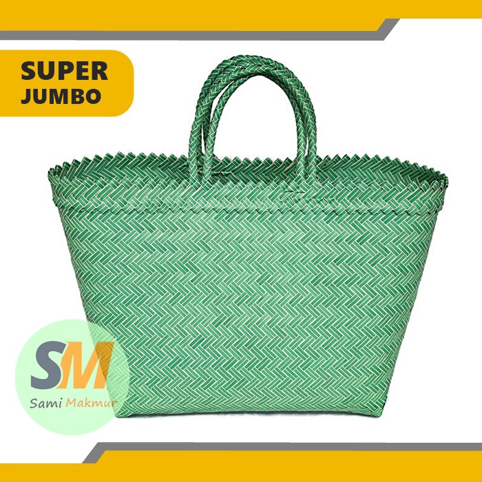 Tas Anyaman Plastik LURIK POLOS SUPER JUMBO (XL)  / Tas Belanja / Tas Anyam Jinjing