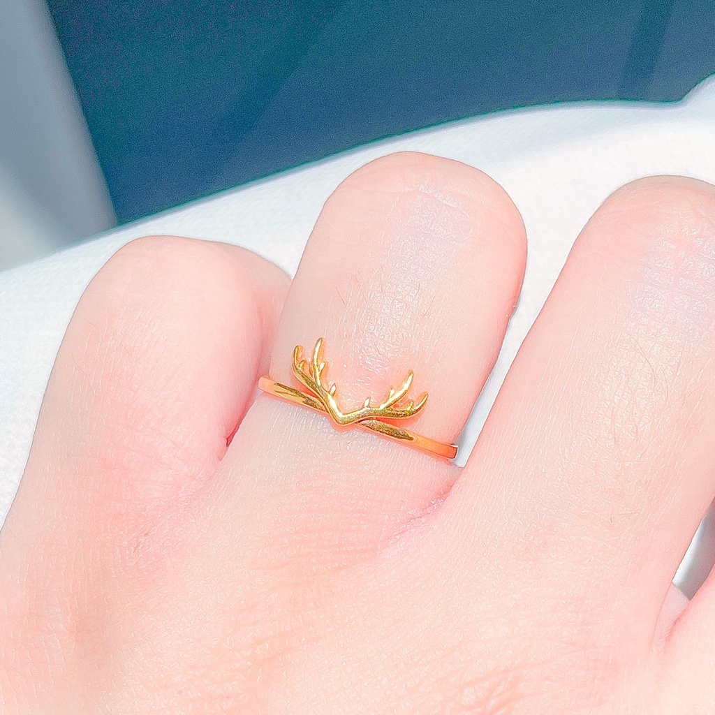 Cincin anak dan dewasa emas asli kadar 700 70% 17k model mahkota deer crown frank*co simple bulat