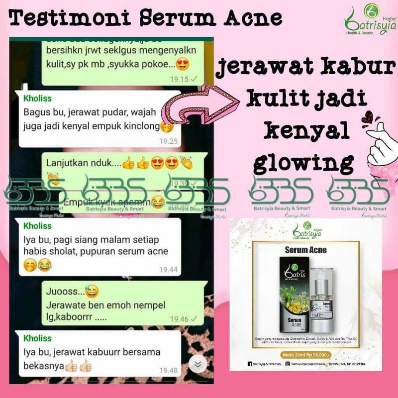 SERUM ACNE BATRISYIA/SERUM UNTUK JERAWAT DAN BEKAS JERAWAT/SERUM UNTUK BOPENG/ PENGHILANG BOPENG/ Batrisyia serum acne