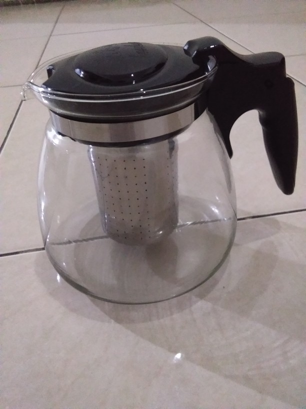 Teko Teh Kopi Kaca Saringan Stainless Tea Pot Glass With Stainless Strainer 900ml 1500ml 1.5l