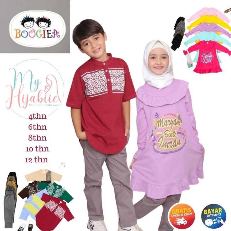 Boogiea Kids Setelan Kurta Koko Setelan Anak Laki Laki - Set Tunik Anak Perempuan - Pakaian Muslim