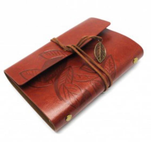 

RB Buku catatan binder kulit retro leaf kertas A6 brown coklat